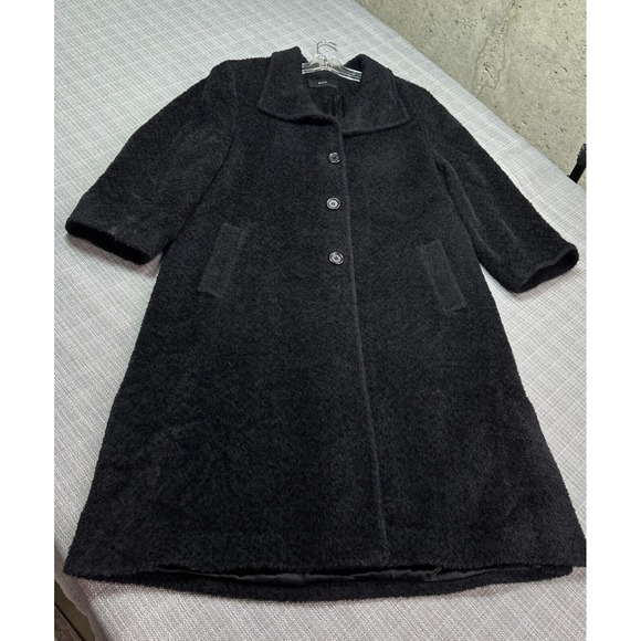 Dale Black Alpaca‎ Wool Blend Coat Women's 12 Long Button Front Winter Jacket - Picture 1 of 11